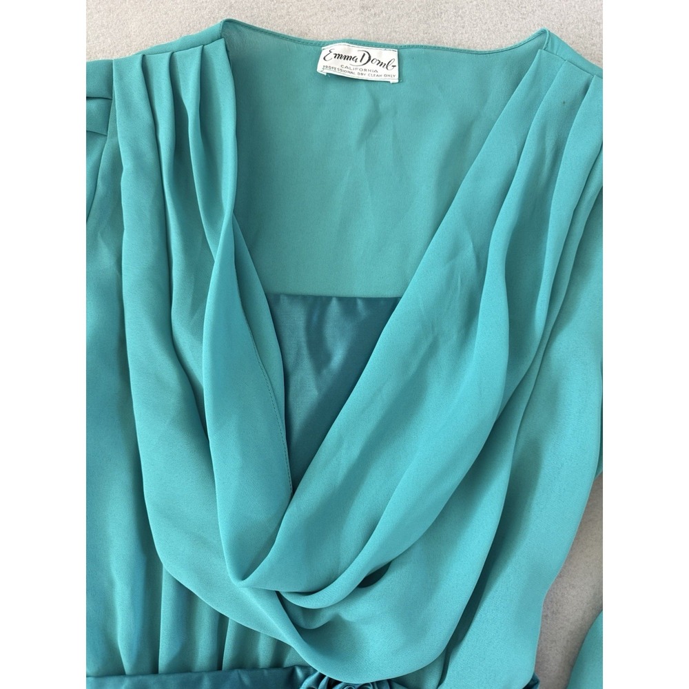 Vintage Emma Domb California Teal Chiffon Romantic Whimsigoth Party Dress Small - Picture 7 of 15